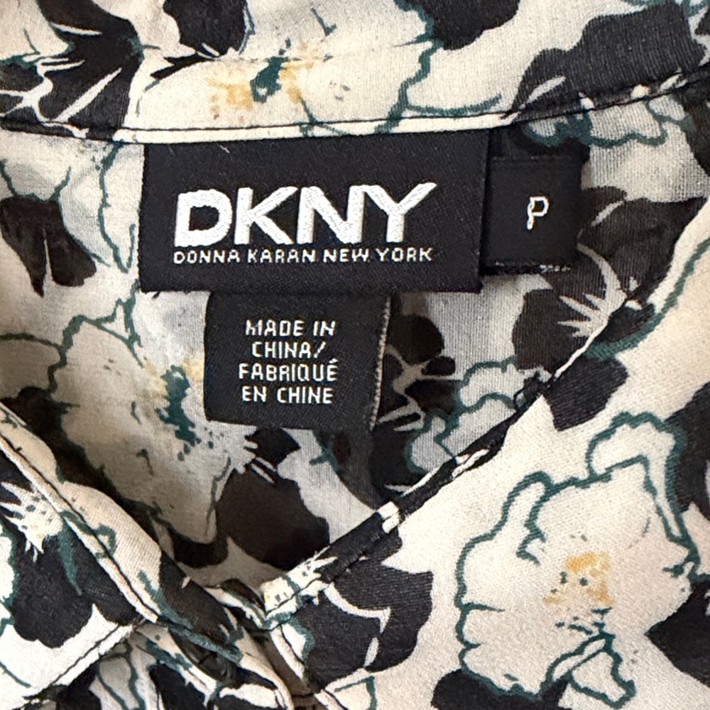 DKNY Silk Dress Black and White Midi Dress
